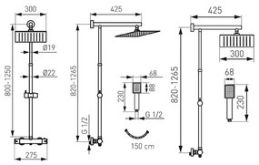 Coloana de dus cu baterie termostatata FDesign Anima Square