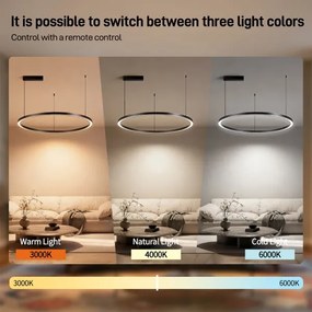 Brilagi - Lustră LED reglabilă PORTOFINO, suspendată pe cablu, LED/60W/230V, Ø 80 cm, negru + telecomandă