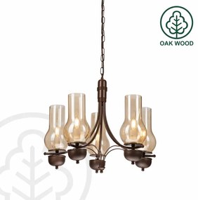 Lustră pe lanț Brilagi COTTAGE 5xE14/40W/230V stejar/maro