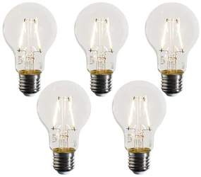 Set de 5 becuri LED E27 A60 transparente 3W 320 lm 2700K