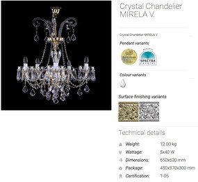 Candelabru 5 brate design LUX Cristal Bohemia Exclusive MIRELA V.