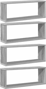 vidaXL Rafturi de perete cub, 4 buc., gri sonoma, 60x15x23 cm, lemn