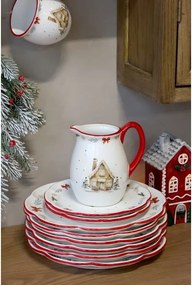 Bol din ceramică albă cu motive de Crăciun, 4.5x14 cm, „Chalet de Noël"