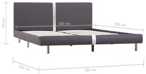 Cadru de pat, gri, 160 x 200 cm, piele ecologica Gri, 160 x 200 cm