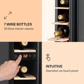 Vinovilla 7, încorporat, Uno, frigider pentru vin încorporat, sticlă, oțel inoxidabil