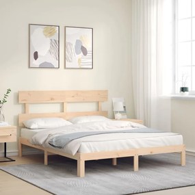 3193541 vidaXL Cadru de pat cu tăblie, 160x200 cm, lemn masiv