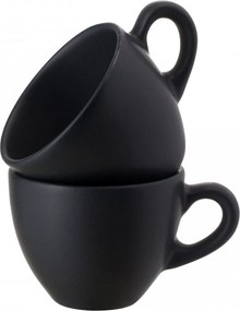 Set 200 Cesti + 200 Farfurii Cafea Vulcano (100 Cesca Espresso 70ml, 100 Ceasca Cappuccino 200ml, 200 Farfurii ) Negru Mat Carbon