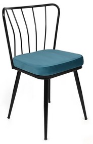 Set 4 scaune haaus Yıldız, Albastru/Negru, textil, picioare metalice