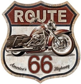 Placă metalică Rout 66 Bike, (28 x 28 cm)