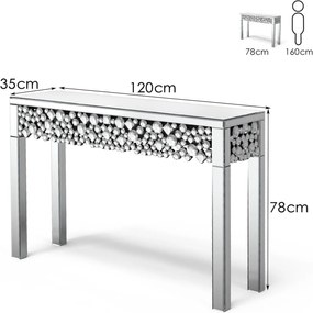 MAOG205 - Masa toaleta oglinda, masuta consola, 120 cm, cosmetica machiaj, vanity birou, Argintiu