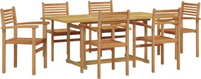 vidaXL Set de masă pentru grădină 7 pcs Maro Lemn solid de tec
