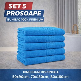 Set 5 Prosoape Baie Premium, 100% Bumbac, Absorbante și Pufoase