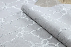 Covor MEFE modern  8504 Spalier, Flori structural două niveluri de lână gri / alb