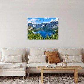 Tablou pe sticlă - Lacul Hallstatt, Hallstatt, Austria (70x50 cm)
