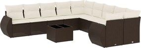vidaXL Set canapele de grădină cu perne, 11 piese, maro, poliratan