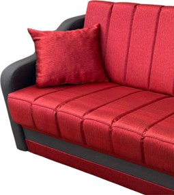 Canapea ALEX extensibila, 3 locuri, cu lada de depozitare, stofa catifelata rosu cu maro, 220x90x90 - Copie Maro + Rosu