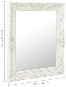 Oglinda de perete in stil baroc, alb, 50 x 60 cm 1, Alb, 50 x 60 cm
