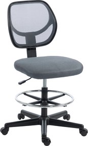 Vinsetto Scaun de birou ergonomic, fotoliu de birou cu suport pentru picioare, scaun pentru desen din plasă, înălțime reglabilă, gri închis | Aosom Romania