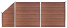 vidaXL Set panouri gard, 2 pătrate + 1 oblic, maro, 446x186 cm, WPC