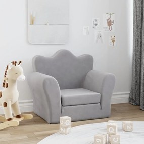 341870 vidaXL Canapea extensibilă pentru copii, gri deschis, pluș moale