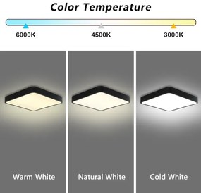 Brilagi - Plafonieră LED POOL SQUARE LED/48W/230V 50x50 cm neagră