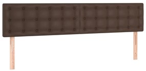 Pat box spring cu saltea, maro, 160x200 cm, piele ecologica Maro, 160 x 200 cm, Nasturi de tapiterie