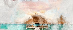 Tablou - Maldive, debarcader din lemn (120x50 cm)