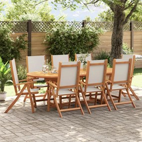 3279291 vidaXL Set mobilier de grădină, 9 piese, lemn masiv acacia/textilenă