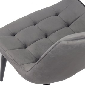 Scaun living modern gri BUC 206 din catifea cu picioare metalice
