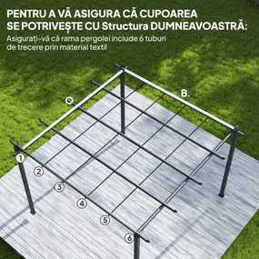 Outsunny Copertină pentru Pergolă cu 10 Orificii de Drenaj, Tavan de Rezervă în Poliester Respirabil, Doar Acoperire, 288x298 cm, UV30+, pentru Pergola Grădină 3x3m, Gri Închis | Aosom Romania