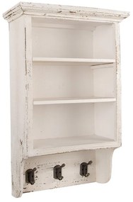 Etajeră de perete shabby chic din lemn alb cu 3 rafturi, 36x17x57cm, Sandra