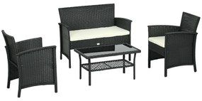 Outsunny Set de Mobila de Gradina din Ratan PE cu Canapea | Aosom Romania