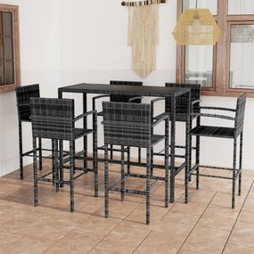 3064847 vidaXL Set mobilier bar de grădină, 7 piese, gri, poliratan