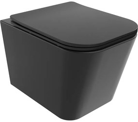 Mexen Teo vas de toaletă Rimless cu capac slim cu închidere lentă , duroplast, Negru mat - 30850685