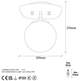 Plafonieră aurie cu abajur din sticlă 20x25 cm Well – Opviq lights