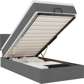 vidaXL Cadru de pat otoman cu saltele Gri închis 90x190cm țesătură
