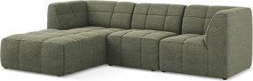 Colțar verde cu tapițerie din țesătură bouclé (cu colț pe partea stângă/cu șezlong) Aloha – Makamii