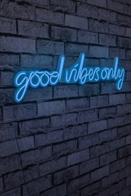 Decoratiune luminoasa LED de perete Good Vibes Only Albastru 76x19x2 cm