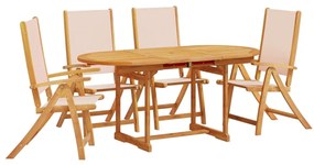 3279280 vidaXL Set mobilier de grădină, 5 piese, lemn masiv acacia/textilenă