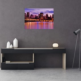 Tablou pe sticlă orașului nocturn (70x50 cm)