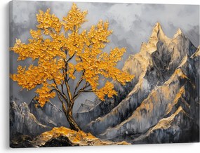 Tablou – Arbore auriu în munți (70x50 cm)
