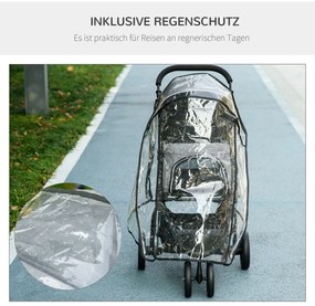 PawHut Cărucior pentru câini Haustierwagen, pliabil, husă de ploaie, 2 frâne de siguranță, 83 cm x 55 cm x 101 cm, Gri + Negru | Aosom Romania