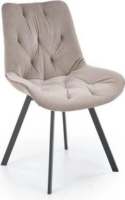 Scaun rotativ K519, bej/negru, stofa catifelata/metal, 54x63x86 cm
