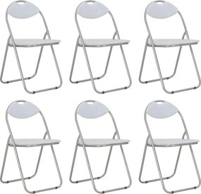 vidaXL Scaune de bucătărie pliabile, 6 buc., alb, piele ecologică