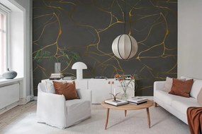 Tapet Gold Swirl, Dark Gray, Rebel Walls