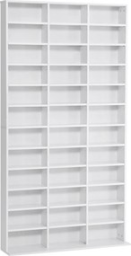 HOMCOM Bibliotecă CD de perete cu 36 de rafturi reglabile, 195 x 102 x 23.5cm, alb | Aosom Romania