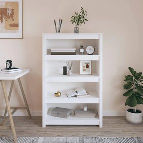 vidaXL Bibliotecă, alb, 80x35x126 cm, lemn masiv de pin