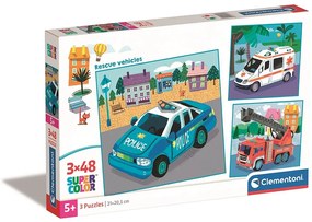Vehicul Rescue Puzzle 3x48 de piese Clementoni