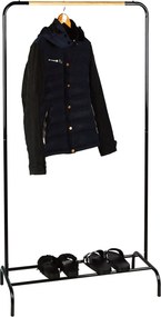 Stander haine RAPSO, negru, metal/lemn, 80x40x149 cm