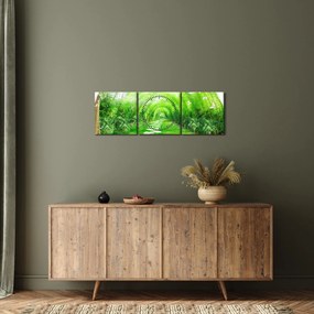 Tablou - Privire la grădina tropicală (cu ceas) (90x30 cm)